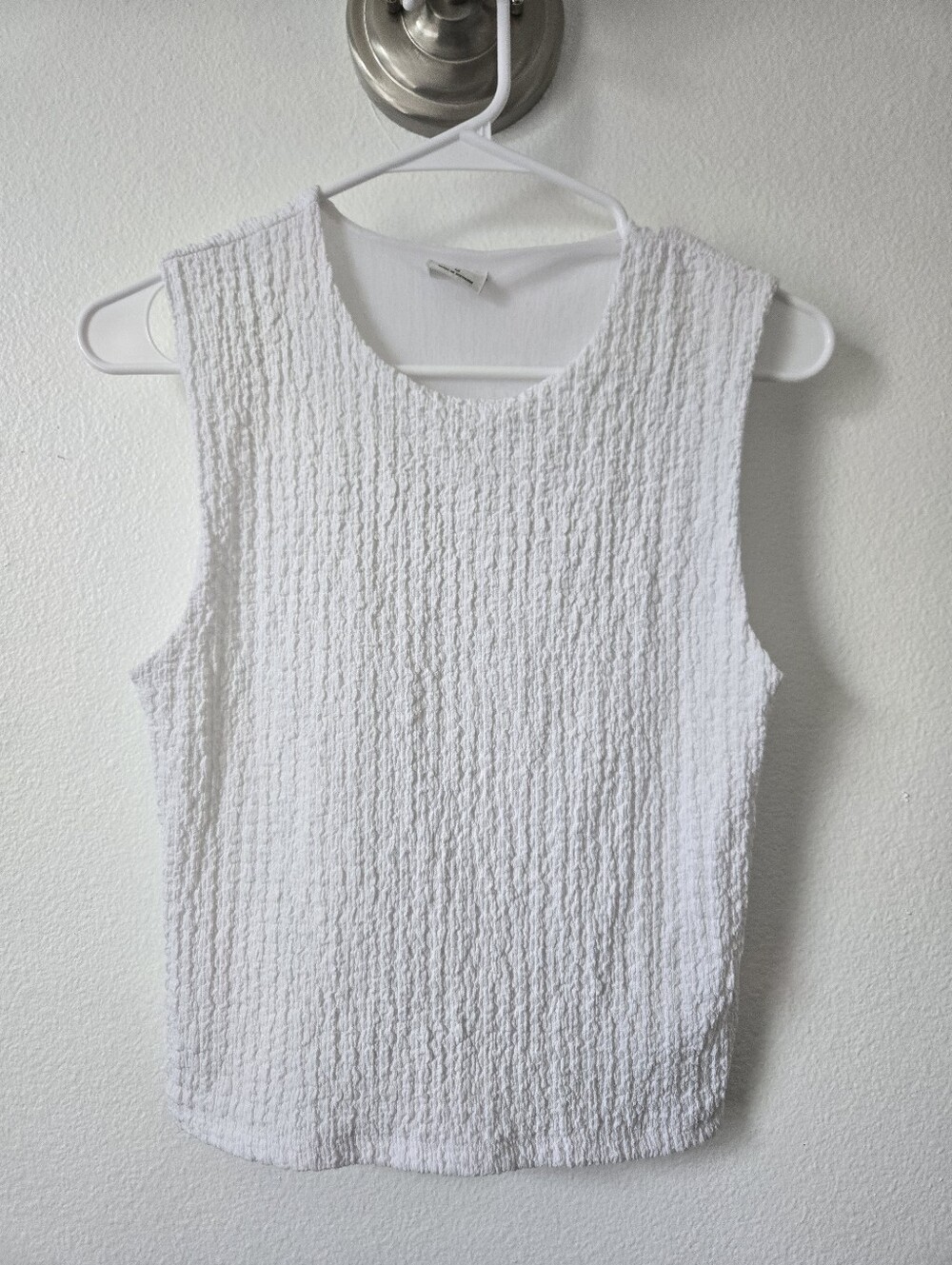 Abercrombie & Fitch White Textured Sleeveless Tank
